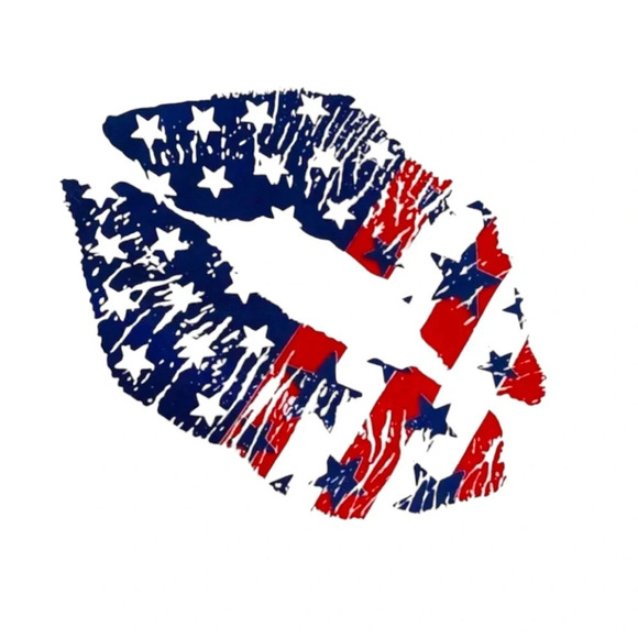 NWT Valmarie White Oversized Crop Top with American Flag Lips - Picture 4 of 4